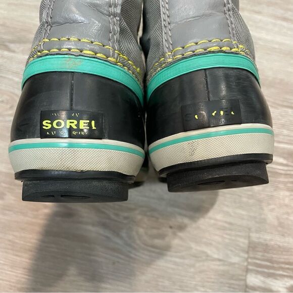 Sorel YOUTH YOOT PAC NYLON BOOT Waterproof Snow Boots in Gray Blue Sherpa Wool - Picture 8 of 12